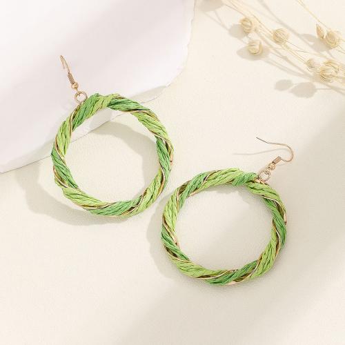 Fashion Create Jewelry Earring, Iron, with Rafidah Grass, Round, handmade, fashion jewelry & for woman & hollow 