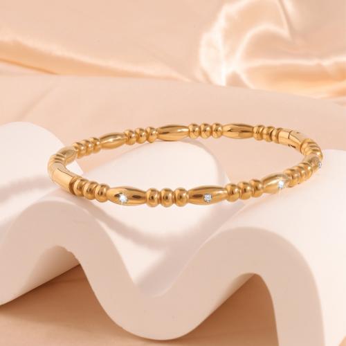 Bracelet en acier inoxydable, Acier inoxydable 304, pour femme & avec strass, doré, Vendu par PC