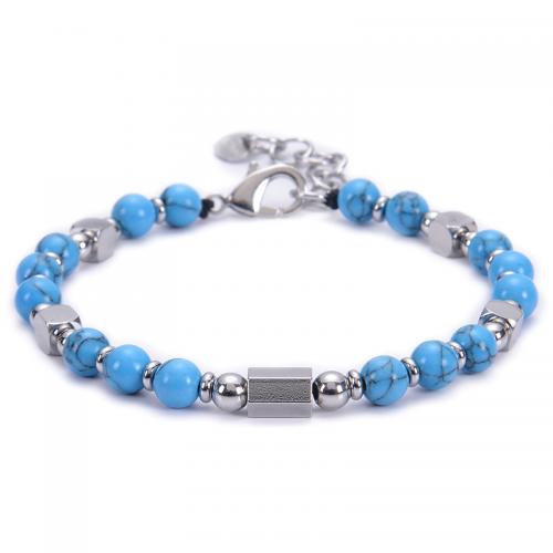 Piedras preciosas Pulsera, con acero inoxidable 304, hecho a mano, diferentes materiales para la opción & unisexo, longitud:aproximado 7-11.8 Inch, Vendido por UD