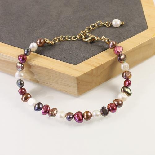 pulseras de perlas de aleación de zinc, Perlas cultivadas de agua dulce, con aleación de zinc, con 5cm extender cadena, Joyería & diferentes estilos para la opción & para mujer, más colores para la opción, longitud:aproximado 17 cm, Vendido por UD[