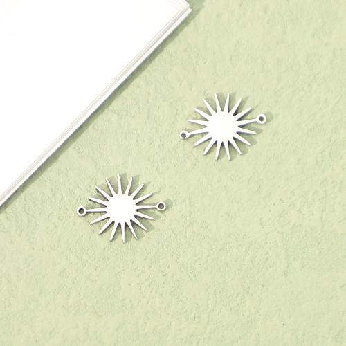 Stainless Steel Charm Connector, 304 Stainless Steel, Sun, polished, fashion jewelry & DIY & 1/1 loop, original color [