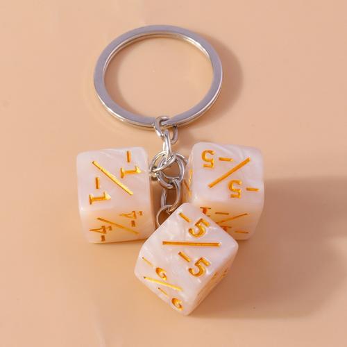 Plastic Key Chain, Dice & multifunctional & Unisex 