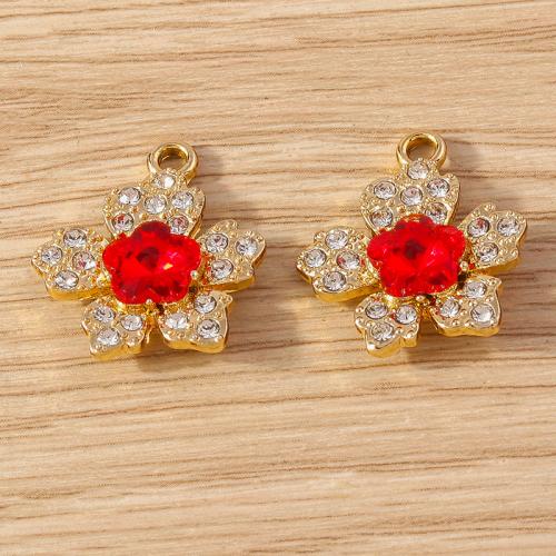 Zinc Alloy Rhinestone Pendants, Flower, DIY & with rhinestone Approx [