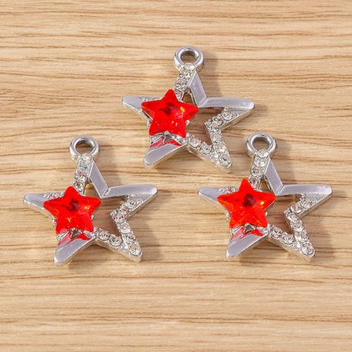 Zinc Alloy Rhinestone Pendants, Star, DIY & with rhinestone Approx [