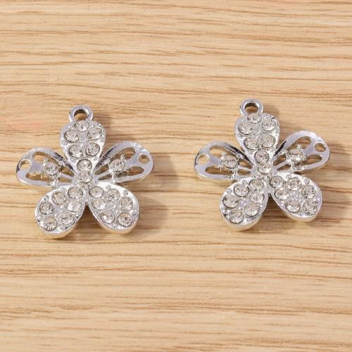 Zinc Alloy Rhinestone Pendants, Flower, DIY & with rhinestone Approx [