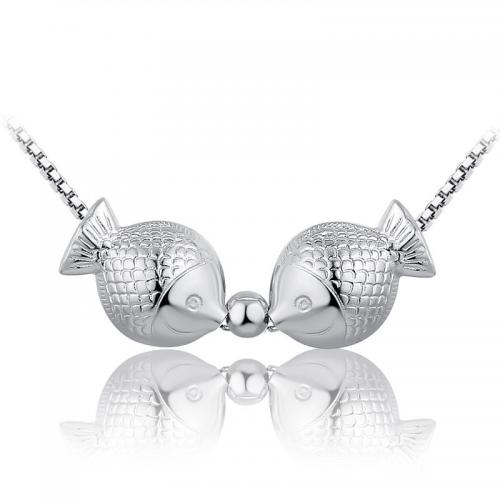 Collier de bijoux en argent , Argent sterling 925, poisson, bijoux de mode & pour femme Environ 45 cm, Vendu par PC