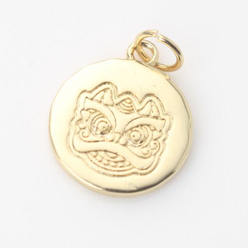 Brass Jewelry Pendants, Round, gold color plated, DIY 