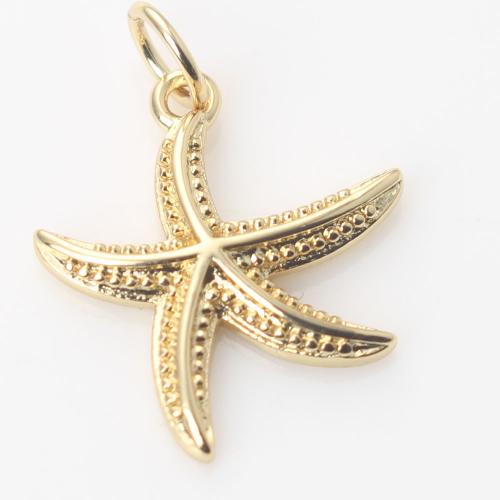 Animal Brass Pendants, Starfish, gold color plated, DIY 