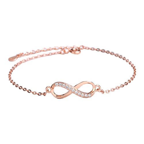 plata de ley 925 Pulsera, con 1.2inch extender cadena, Infinito, chapado, micro arcilla de zirconia cúbica & para mujer & hueco, más colores para la opción, longitud:aproximado 6.7 Inch, Vendido por UD[