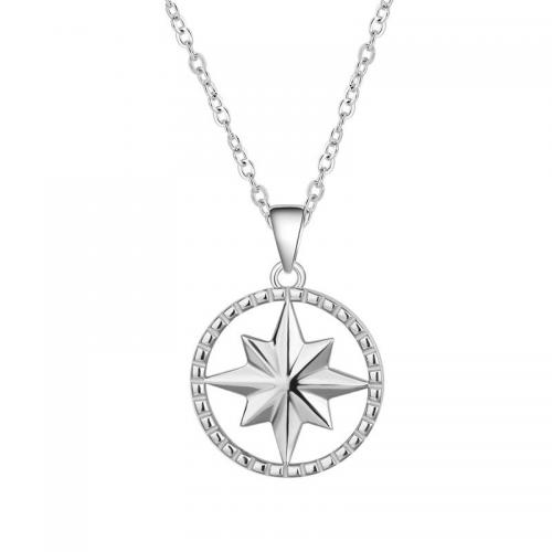 Collier de bijoux en argent , Argent sterling 925, Huit Étoile, Plaqué de platine, styles différents pour le choix & pour femme & creux, Vendu par PC