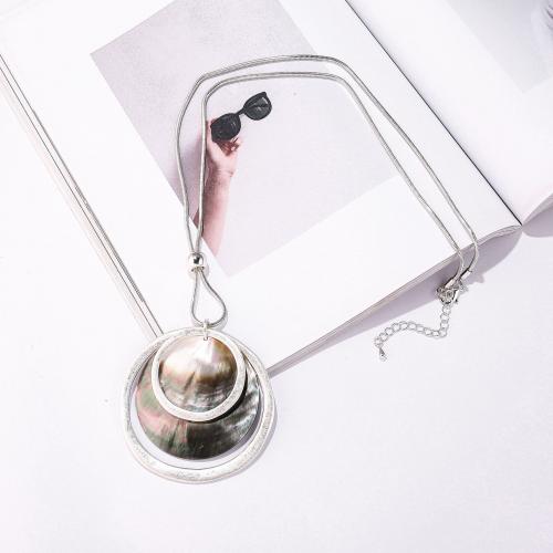 Chaîne en alliage de zinc de fer Collier Pull, avec coquille, Placage, bijoux de mode & pour femme, plus de couleurs à choisir Environ 80 cm, Vendu par PC