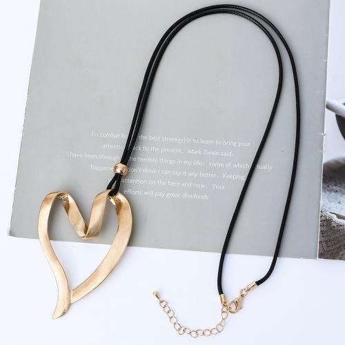 Chaîne en alliage de zinc de fer Collier Pull, avec corde de cire & plastique revêtu de cuivre, coeur, Placage, bijoux de mode & pour femme, plus de couleurs à choisir Environ 80 cm, Vendu par PC