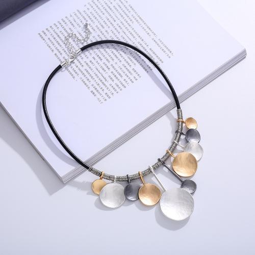 Collier en alliage de zinc, avec corde de cire, Placage, bijoux de mode & pour femme, plus de couleurs à choisir Environ 45 cm, Vendu par PC