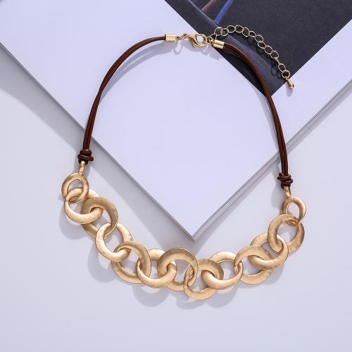 Collier en alliage de zinc, avec cordon en cuir, bijoux de mode & pour femme Environ 45 cm, Vendu par PC