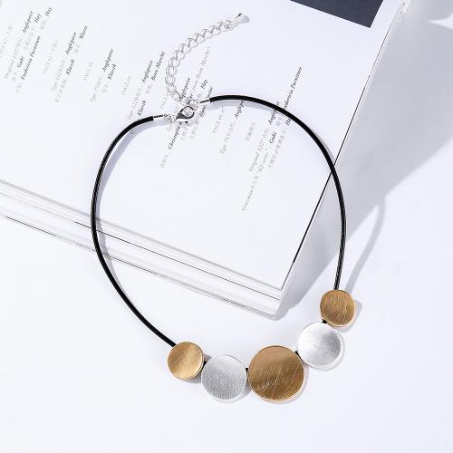 Collier en alliage de zinc, avec cordon en cuir, bijoux de mode & pour femme Environ 45 cm, Vendu par PC