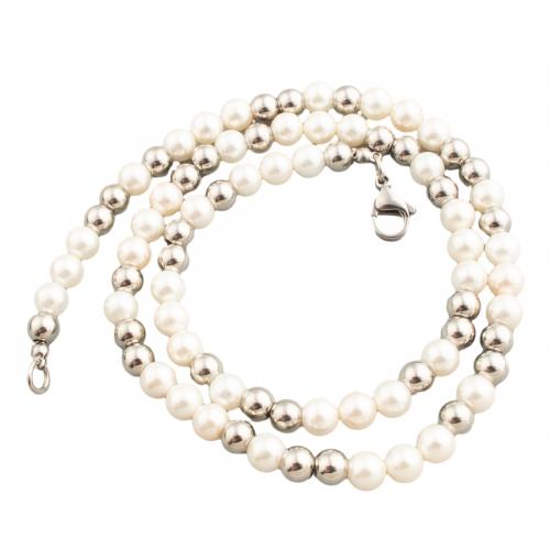 Collar de Nácar de Mar del Sur, acero inoxidable 304, con Shell Pearl, Joyería & unisexo, 6mm, longitud:aproximado 50 cm, Vendido por UD[