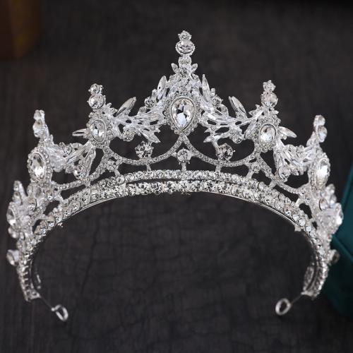 Tiaras nupciales, aleación de zinc, Joyería & para mujer & con diamantes de imitación, más colores para la opción, diameter 140mm, height 75mm, arc length 300mm, Vendido por UD