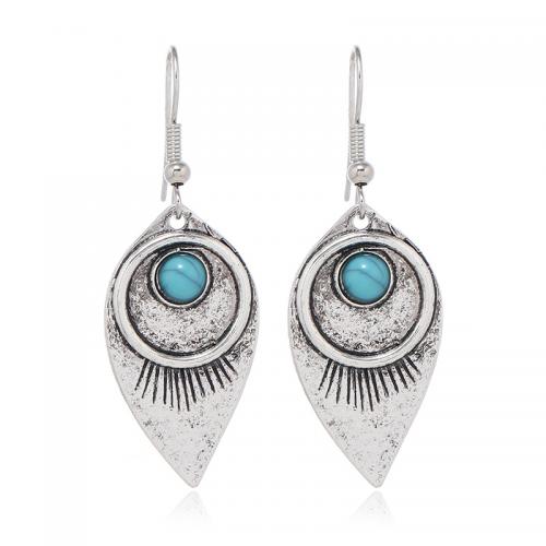 Turquoise Zinc Alloy Earring, with turquoise, fashion jewelry & for woman [