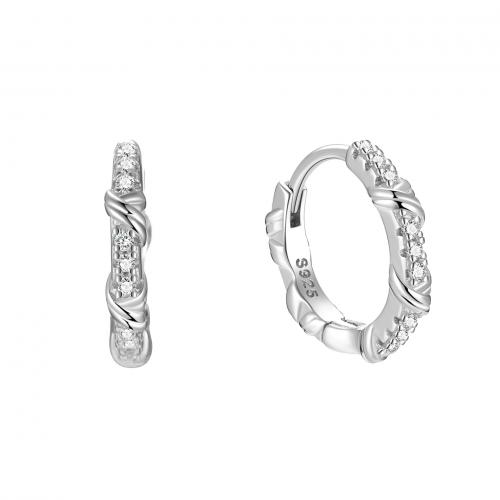 Cubic Zirconia Micro Pave Sterling Silver Earring, 925 Sterling Silver, plated, micro pave cubic zirconia & for woman 