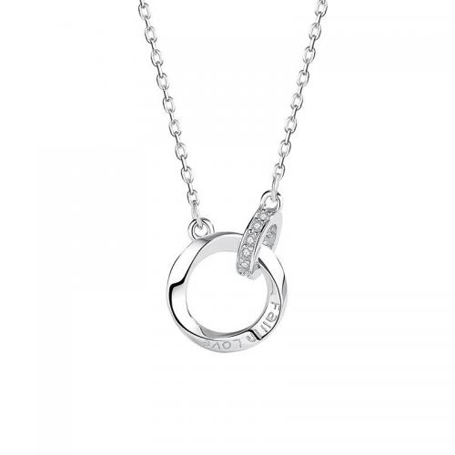 Zircon cubique Micro Pave collier en argent sterling, argent sterling 925, avec 5VM chaînes de rallonge, Placage, pavé de micro zircon & pour femme, couleur platine Environ 40 cm, Vendu par PC