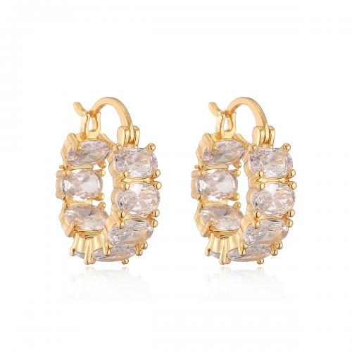 Cubic Zirconia Micro Pave Brass Earring, plated, micro pave cubic zirconia & for woman, golden [