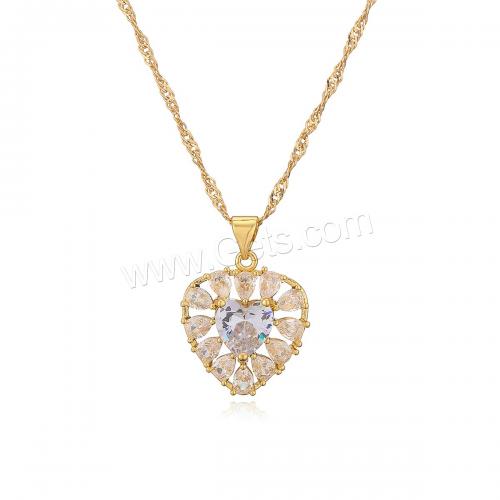 Cubic Zircon Micro Pave Brass Necklace, plated & micro pave cubic zirconia & for woman, golden 