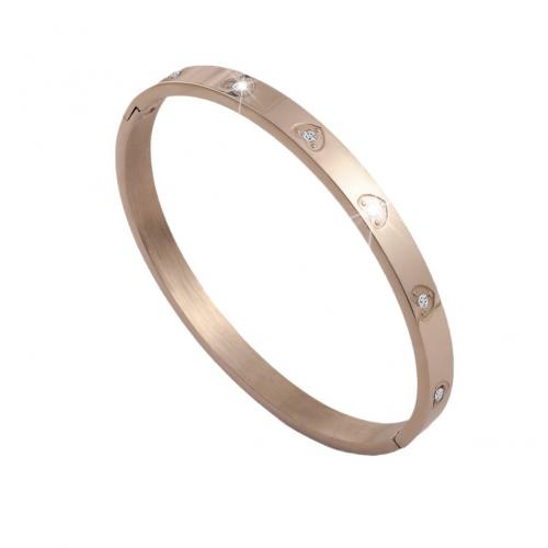 Stainless Steel Bangle, 304 Stainless Steel, plated, for woman & with rhinestone [