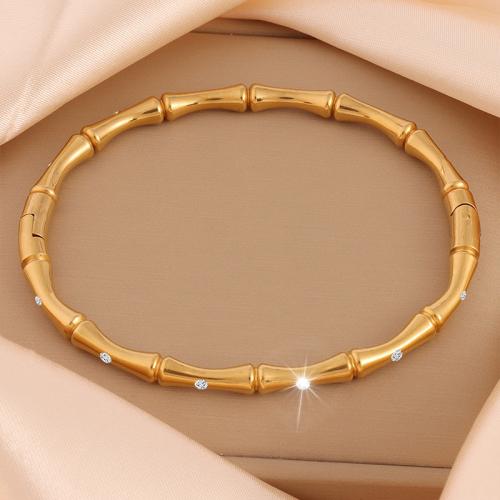 Stainless Steel Bangle, 304 Stainless Steel, plated, for woman & with rhinestone [