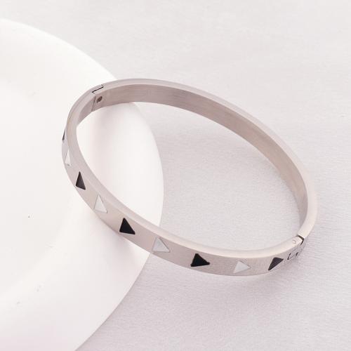 Stainless Steel Bangle, 304 Stainless Steel, plated, Unisex & enamel, silver color [