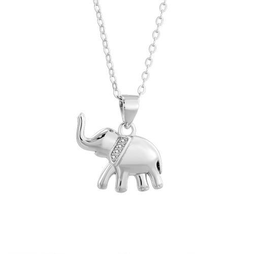 Argent sterling 925 Pendentif, éléphant, Plaqué de platine, pavé de micro zircon & pour femme, Vendu par PC