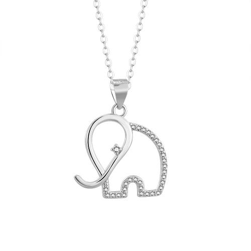 Zircon Micro Pave pendentif en argent sterling, Argent sterling 925, éléphant, Plaqué de platine, pavé de micro zircon & pour femme & creux Vendu par PC[