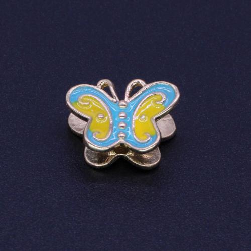 Enamel Brass Pendants, Butterfly, gold color plated, DIY 