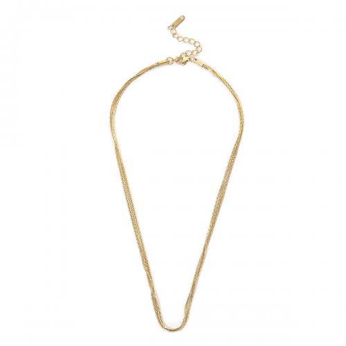 Collier de bijoux de titane, Acier titane, Placage ionique sous vide, bijoux de mode & multicouche & pour femme, doré Environ 41.5-47.5 cm, Vendu par PC