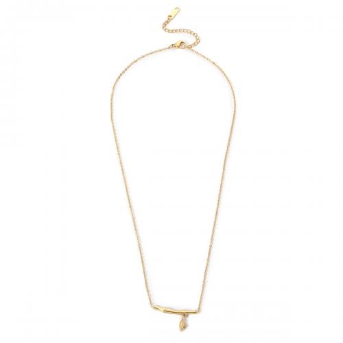 Collier de bijoux de titane, Acier titane, bambou, Placage ionique sous vide, bijoux de mode & pour femme, doré Environ 43.5-49.3 cm, Vendu par PC