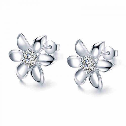 Silver Earring Zircon pavent Sterling, Argent sterling 925, fleur, bijoux de mode & normes différentes pour le choix & pavé de micro zircon & pour femme, Vendu par paire[