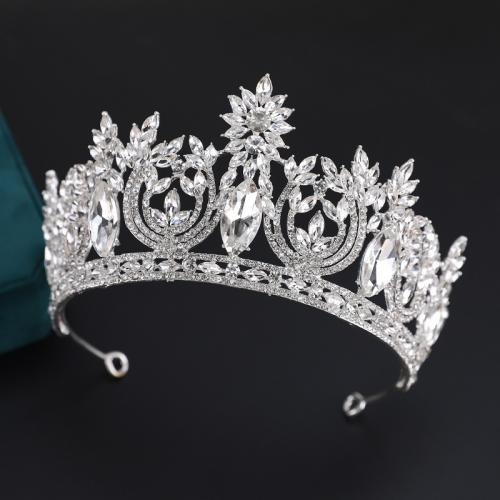 Tiaras nupciales, aleación de zinc, con Cristal, Joyería & para mujer & con diamantes de imitación, Blanco, diameter 150mm, height 85mm, Vendido por UD