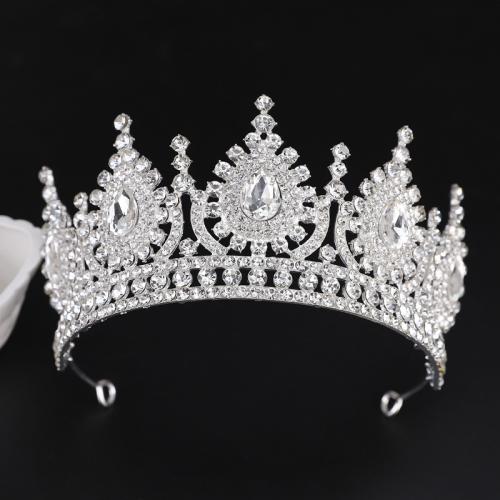 Tiaras nupciales, aleación de zinc, con Cristal, Joyería & para mujer & con diamantes de imitación, plateado, diameter 140mm, height 75mm, arc length 280-300mm, Vendido por UD