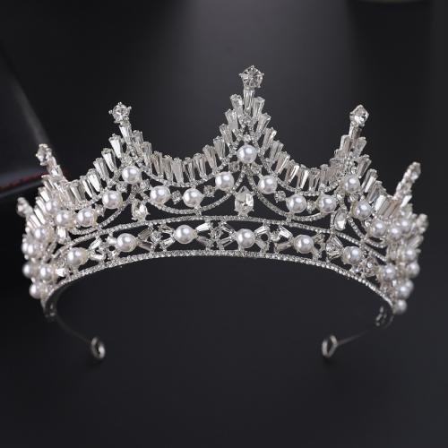 Tiaras nupciales, aleación de zinc, con Cristal & Perlas plásticas, Joyería & para mujer & con diamantes de imitación, más colores para la opción, diameter 140mm, height 75mm, Vendido por UD