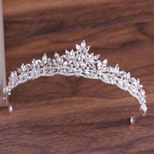 Tiaras nupciales, aleación de zinc, con Cristal, Joyería & para mujer & con diamantes de imitación, plateado, 140x70mm, Vendido por UD