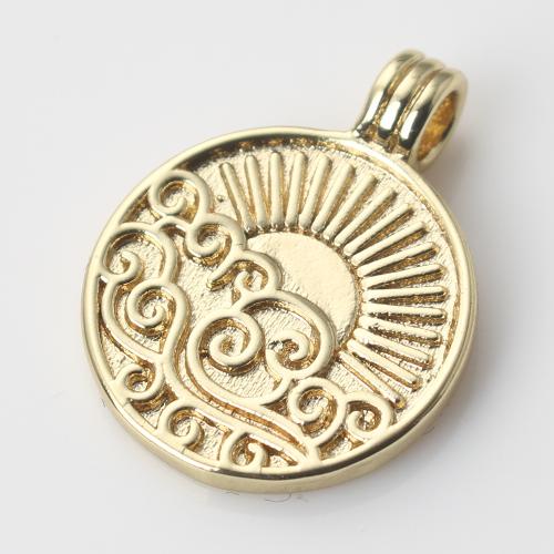 Brass Jewelry Pendants, Round, gold color plated, DIY 