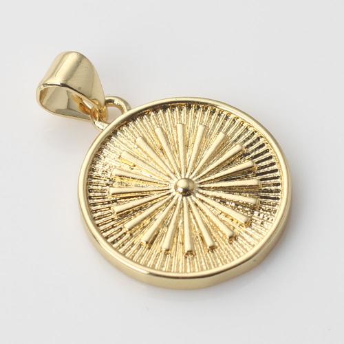 Brass Jewelry Pendants, Round, gold color plated, DIY 