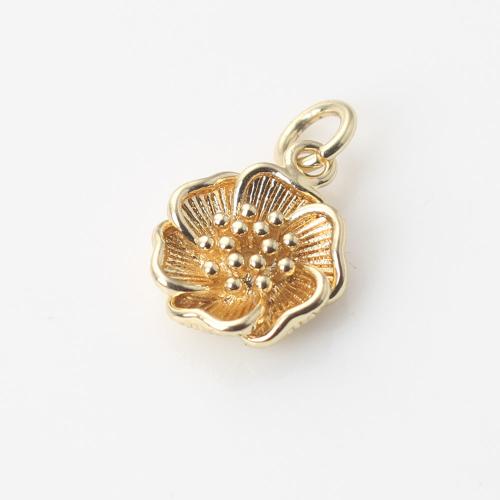 Cubic Zirconia Micro Pave Brass Pendant, Flower, gold color plated, DIY & micro pave cubic zirconia [