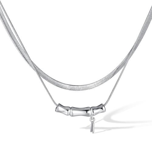 Collar Multi de la capa, acero inoxidable 316, con metal, con 5.5CM extender cadena, chapado, para mujer, color de platina, longitud:aproximado 46.5 cm, Vendido por UD