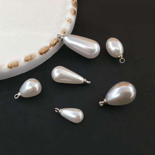 Plastic Zinc Alloy Pendants, with ABS Plastic Pearl, Teardrop, DIY [