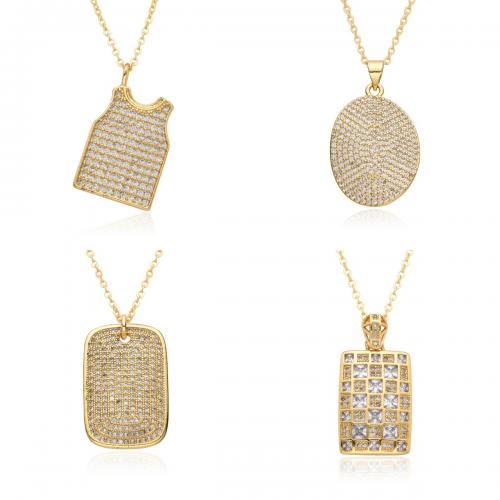 Cubic Zircon Micro Pave Brass Necklace, gold color plated, fashion jewelry & micro pave cubic zirconia & for woman Approx 41-50 cm [