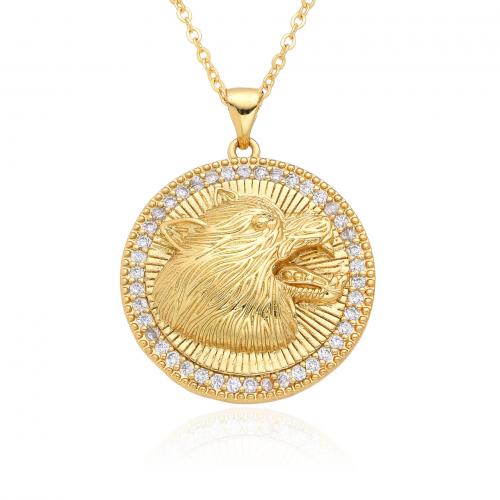 Cubic Zircon Micro Pave Brass Necklace, gold color plated, fashion jewelry & micro pave cubic zirconia & for woman Approx 41-50 cm [