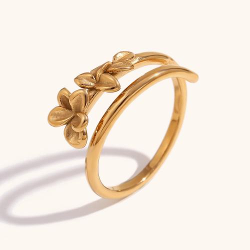 Edelstahl Fingerring, 316 L Edelstahl, Blume, 18K vergoldet, Modeschmuck & für Frau, goldfarben, verkauft von PC