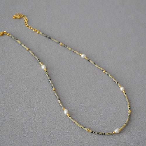 Brass Jewelry Set, Dalmatian, with Freshwater Pearl & Brass, handmade, fashion jewelry & for woman 