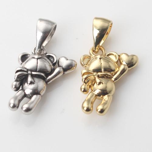 Animal Brass Pendants, Bear, plated, DIY 