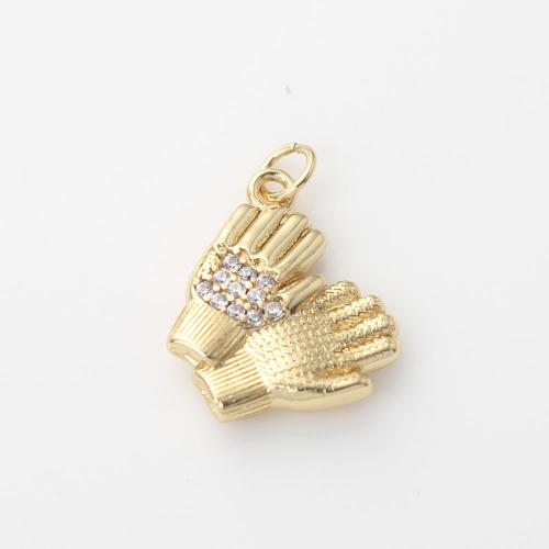 Cubic Zirconia Micro Pave Brass Pendant, Hand, gold color plated, DIY & micro pave cubic zirconia [